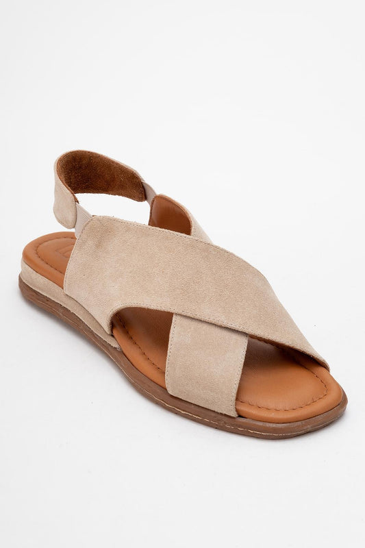706 - Beige Suede Leather Thong Sandals (Women)