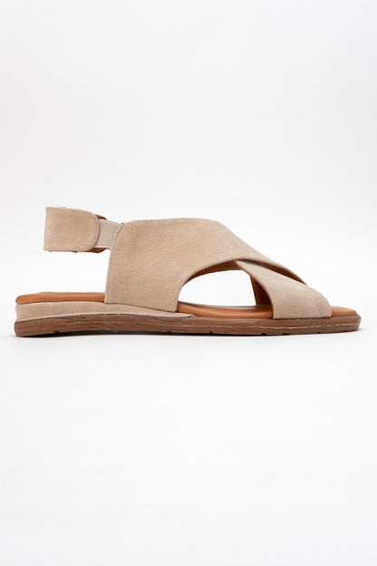 706 - Beige Suede Leather Thong Sandals (Women)