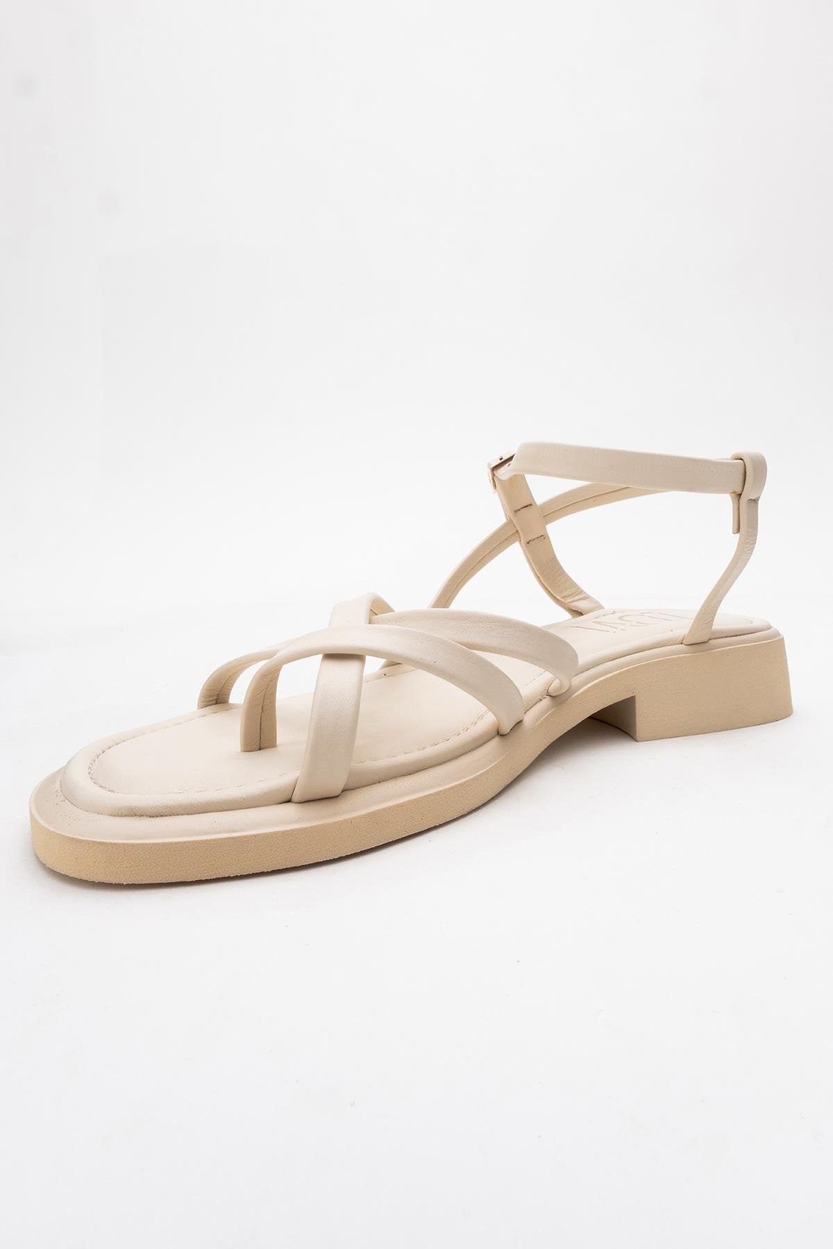 Antas - Beige Leather Sandals (Women)