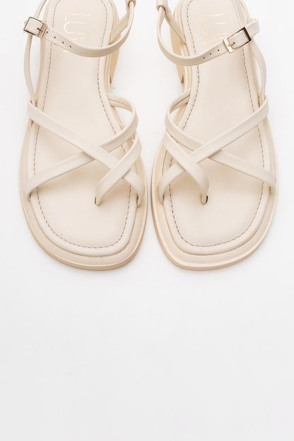 Antas - Beige Leather Sandals (Women)