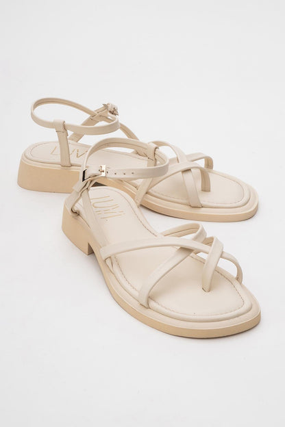 Antas - Beige Leather Sandals (Women)