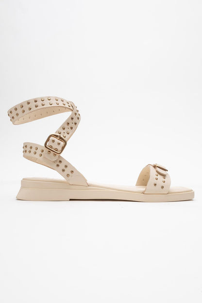 Carril - Beige Leather Sandal (Women)