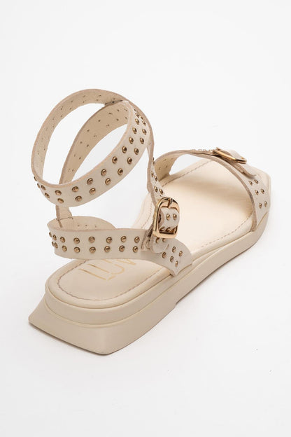 Carril - Beige Leather Sandal (Women)