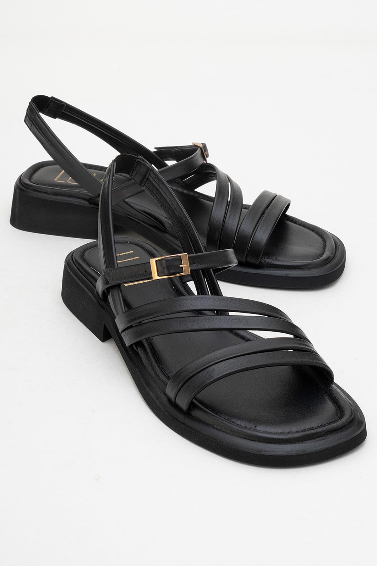 Cesar - Black Leather Sandals (Women)
