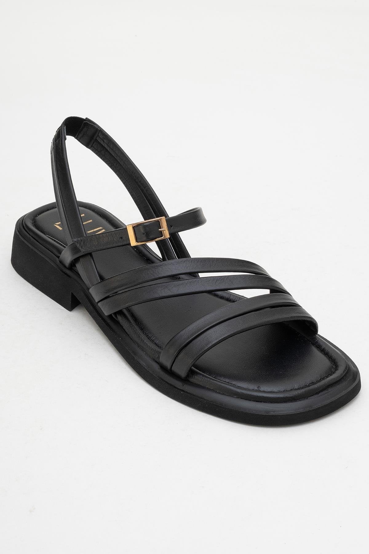 Cesar - Black Leather Sandals (Women)