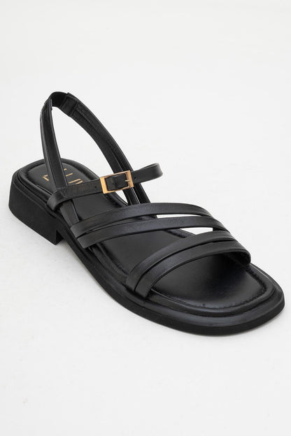 Cesar - Black Leather Sandals (Women)