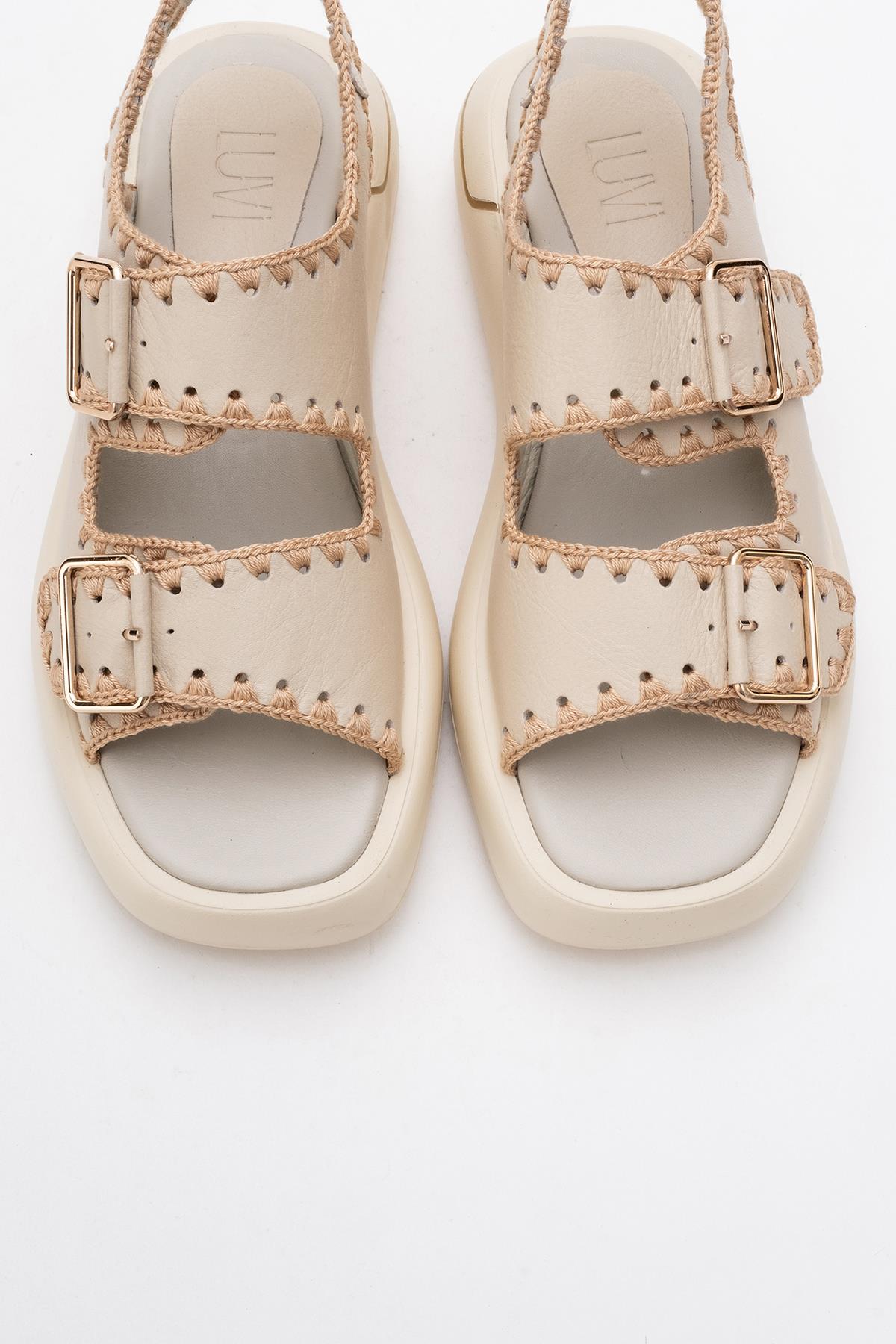 Douro - Beige Braided Rope Strap Leather Sandal (Women)