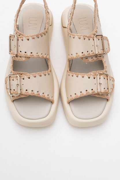 Douro - Beige Braided Rope Strap Leather Sandal (Women)