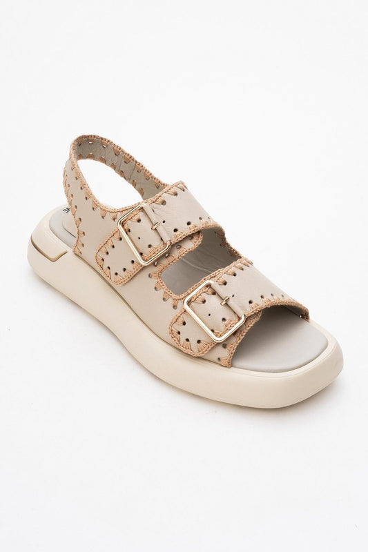 Douro - Beige Braided Rope Strap Leather Sandal (Women)