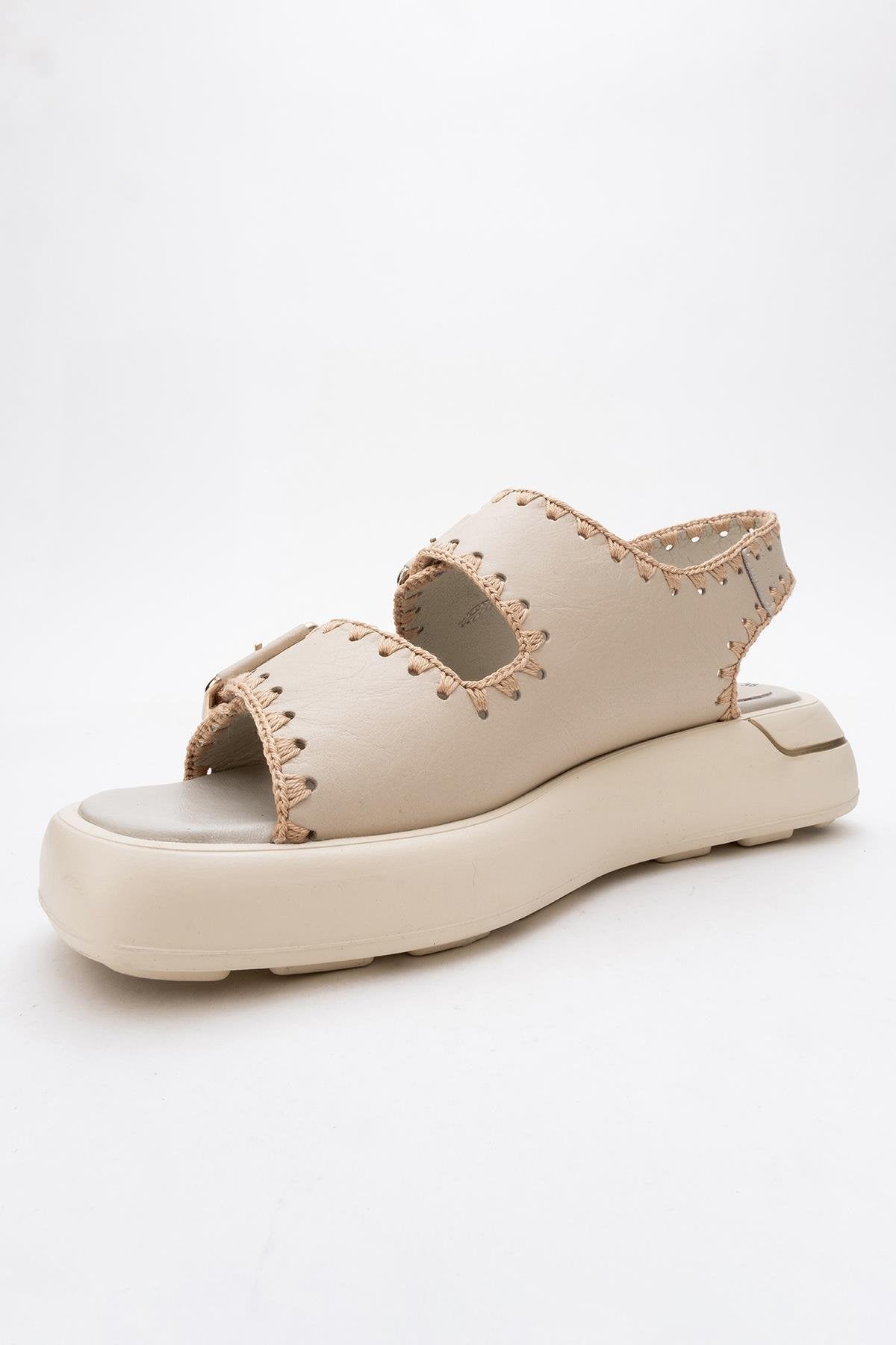 Douro - Beige Braided Rope Strap Leather Sandal (Women)