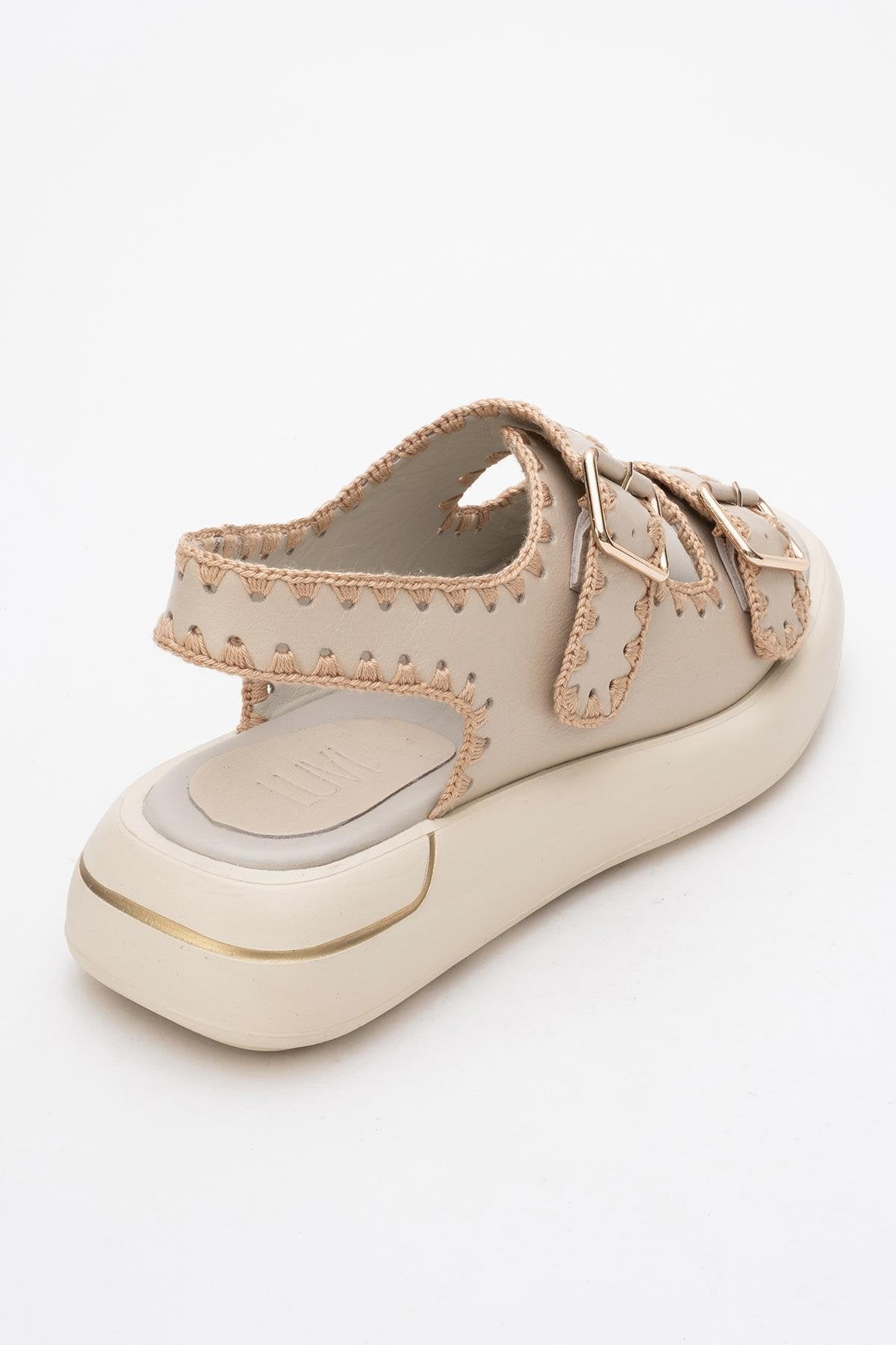 Douro - Beige Braided Rope Strap Leather Sandal (Women)