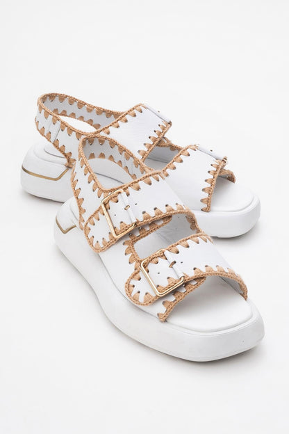 Douro - White Braided Rope Strap Leather Sandal (Women)
