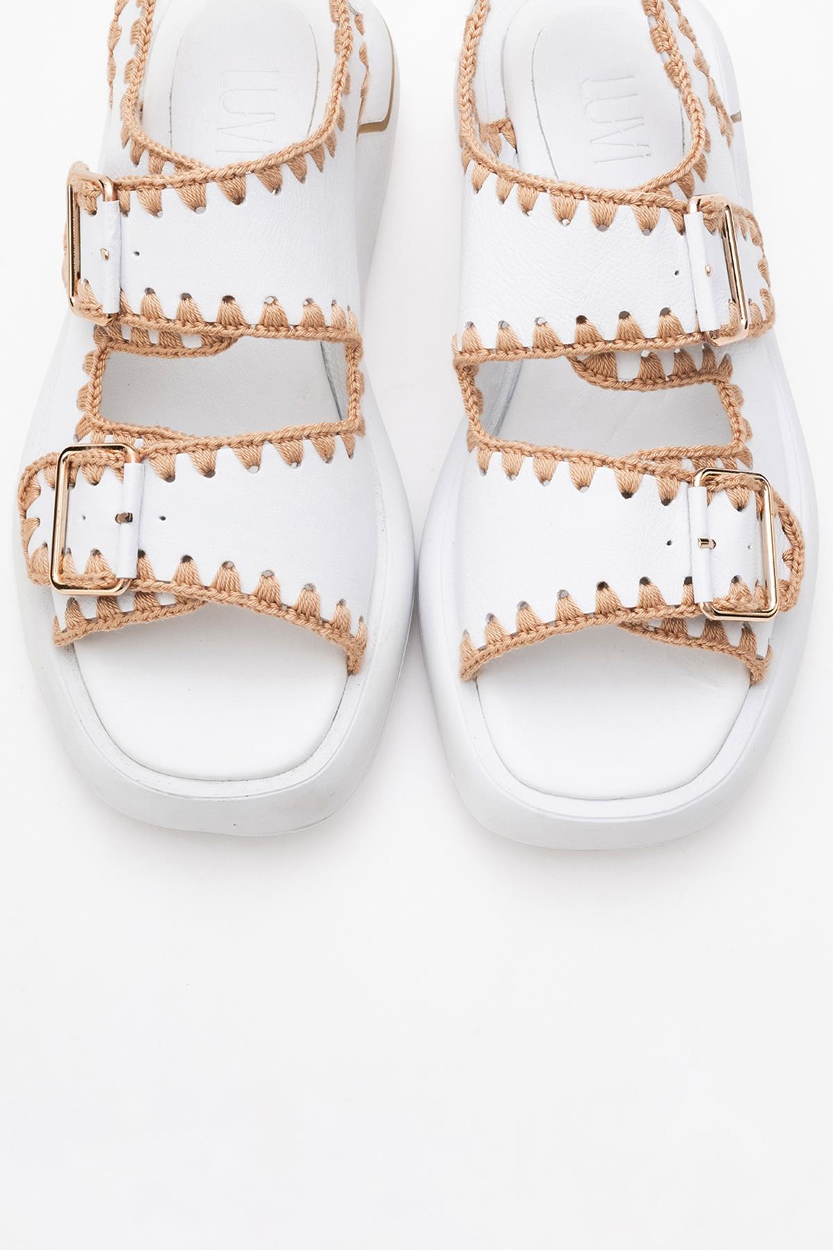 Douro - White Braided Rope Strap Leather Sandal (Women)