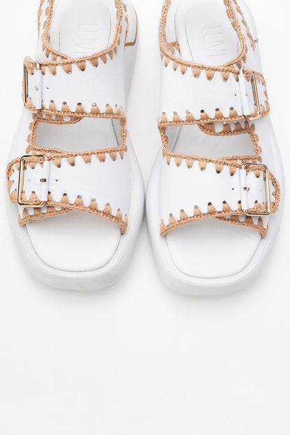 Douro - White Braided Rope Strap Leather Sandal (Women)