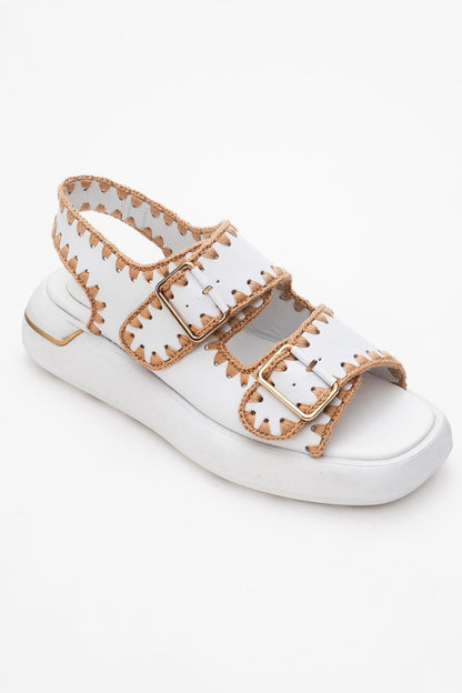 Douro - White Braided Rope Strap Leather Sandal (Women)