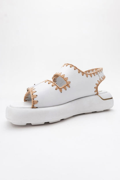 Douro - White Braided Rope Strap Leather Sandal (Women)