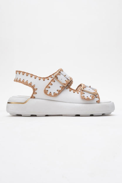 Douro - White Braided Rope Strap Leather Sandal (Women)