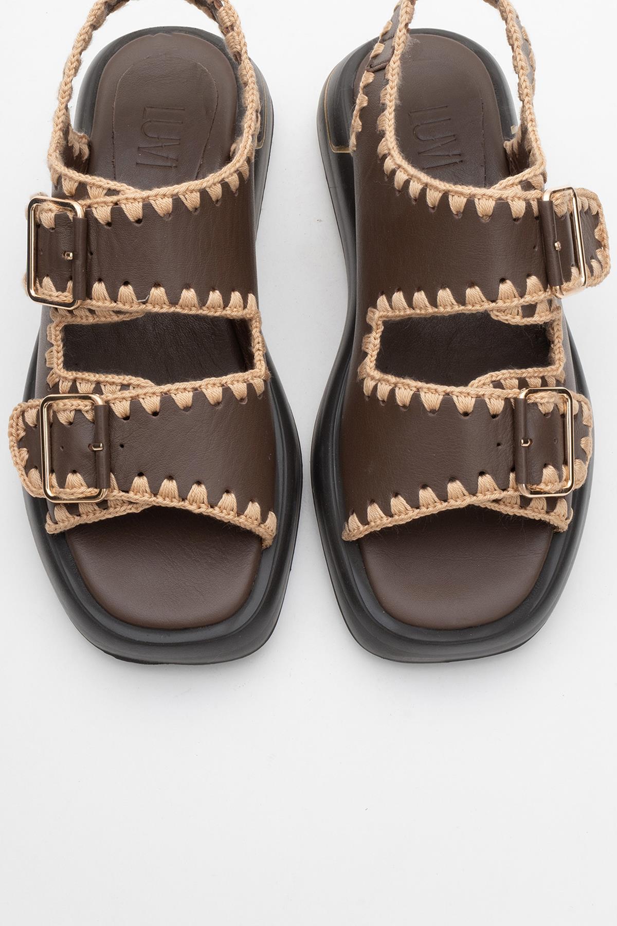 Douro - Brown Braided Rope Strap Leather Sandal (Women)