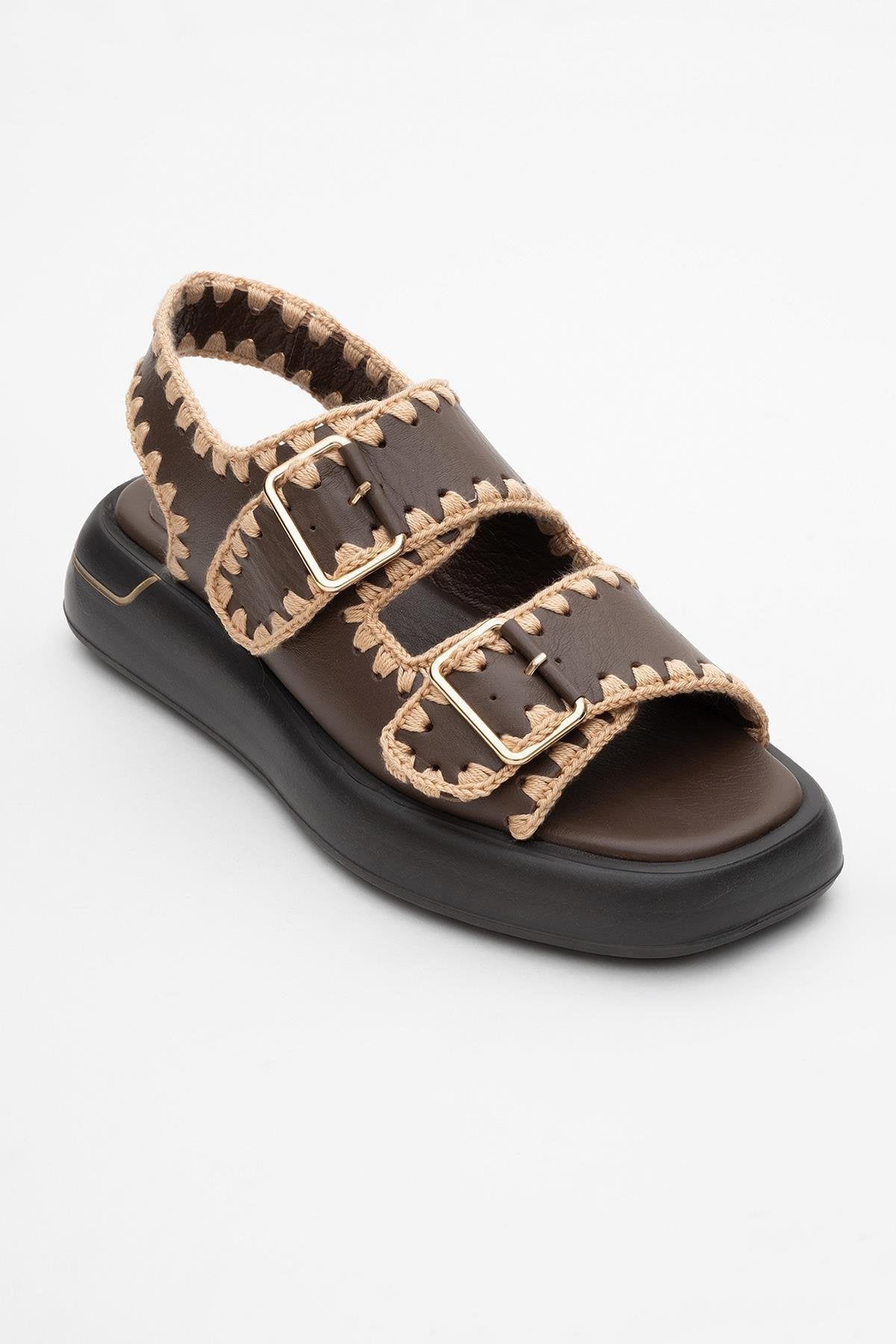 Douro - Brown Braided Rope Strap Leather Sandal (Women)