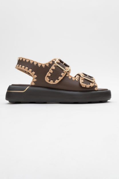 Douro - Brown Braided Rope Strap Leather Sandal (Women)