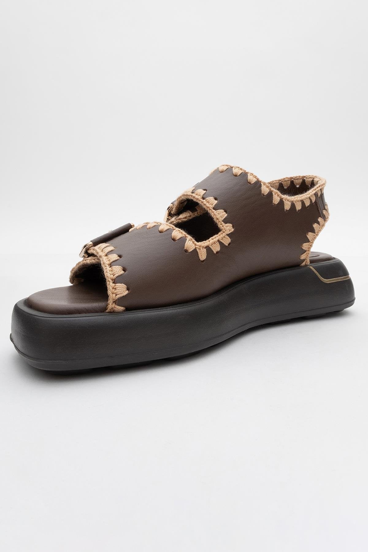 Douro - Brown Braided Rope Strap Leather Sandal (Women)