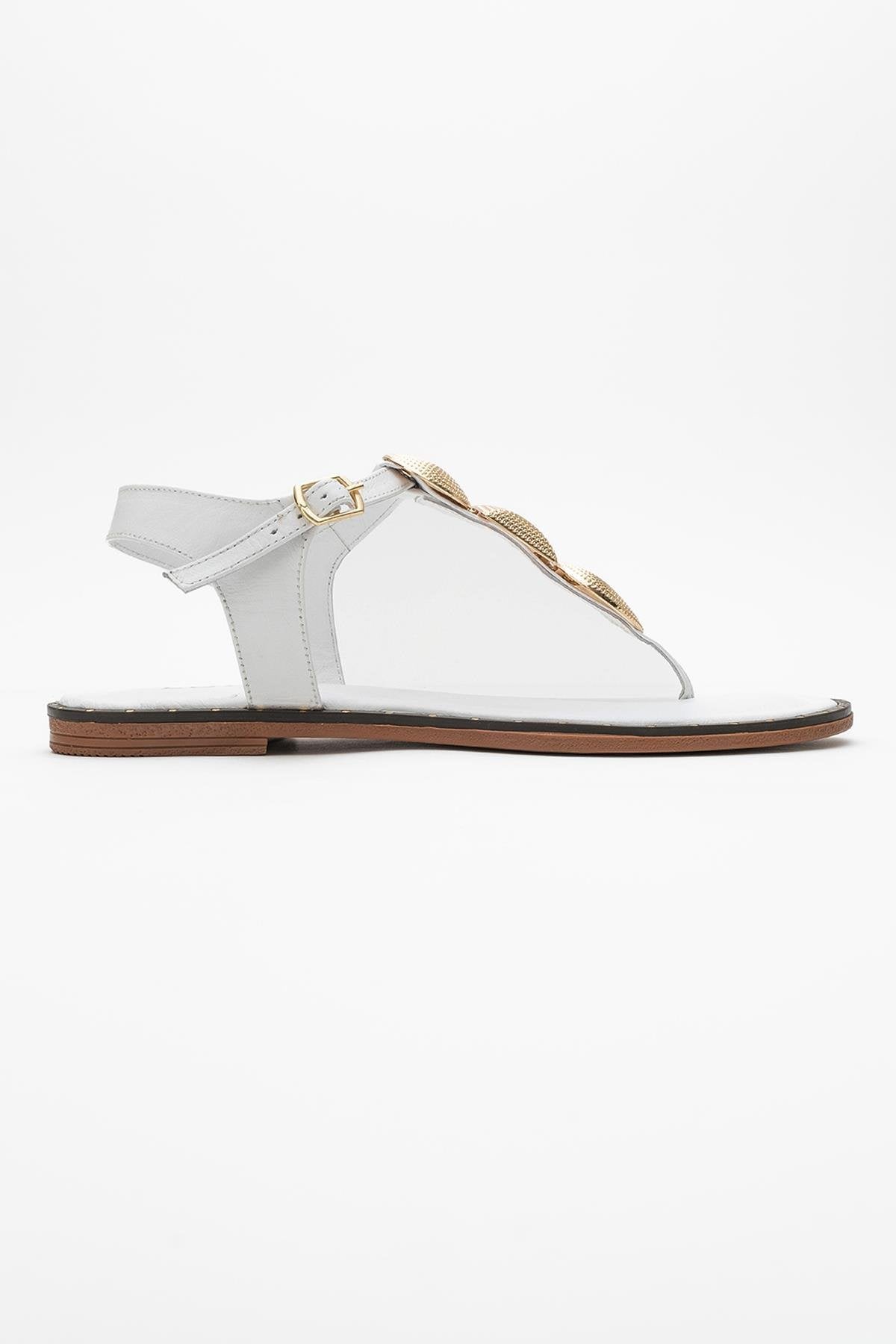 Giulia - White Leather Flat Sandal (Women)