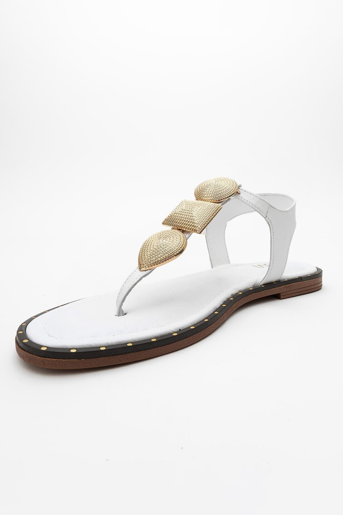 Giulia - White Leather Flat Sandal (Women)