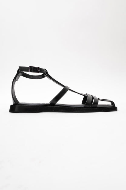 Odeil - Black Leather Sandal (Women)