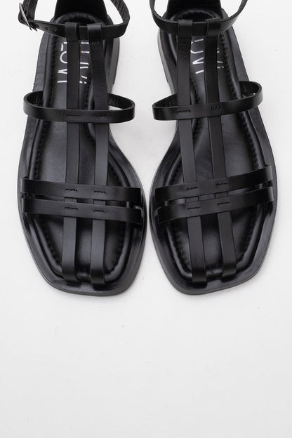 Odeil - Black Leather Sandal (Women)