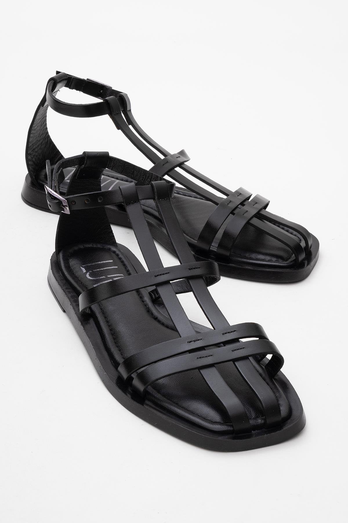 Odeil - Black Leather Sandal (Women)