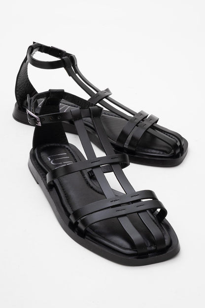 Odeil - Black Leather Sandal (Women)