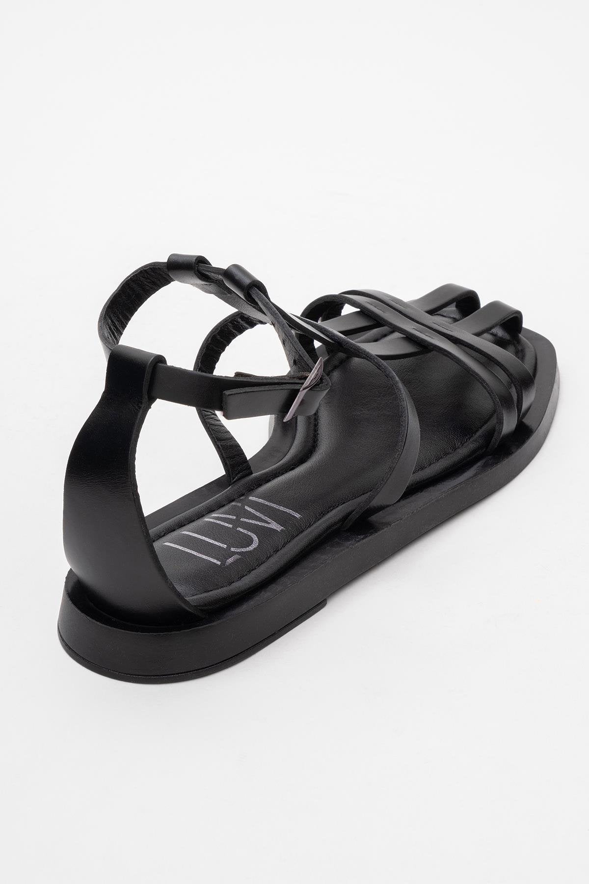 Odeil - Black Leather Sandal (Women)