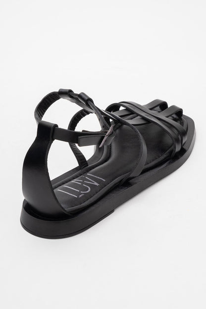 Odeil - Black Leather Sandal (Women)
