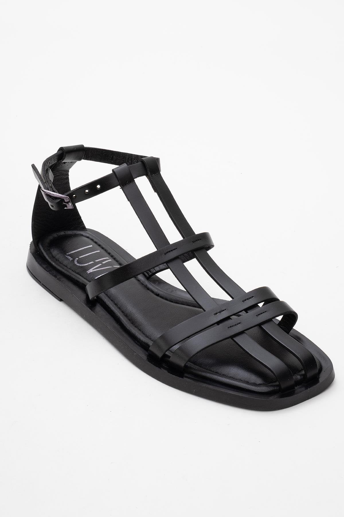 Odeil - Black Leather Sandal (Women)