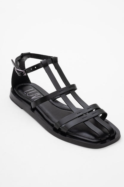 Odeil - Black Leather Sandal (Women)