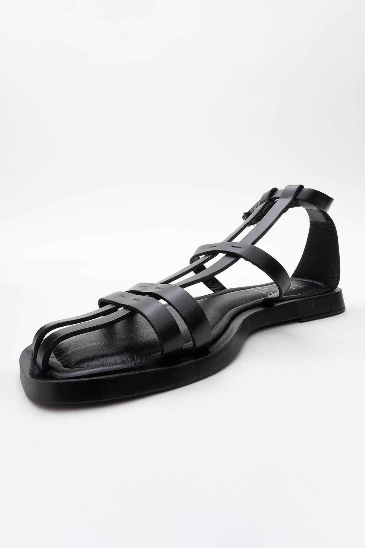 Odeil - Black Leather Sandal (Women)