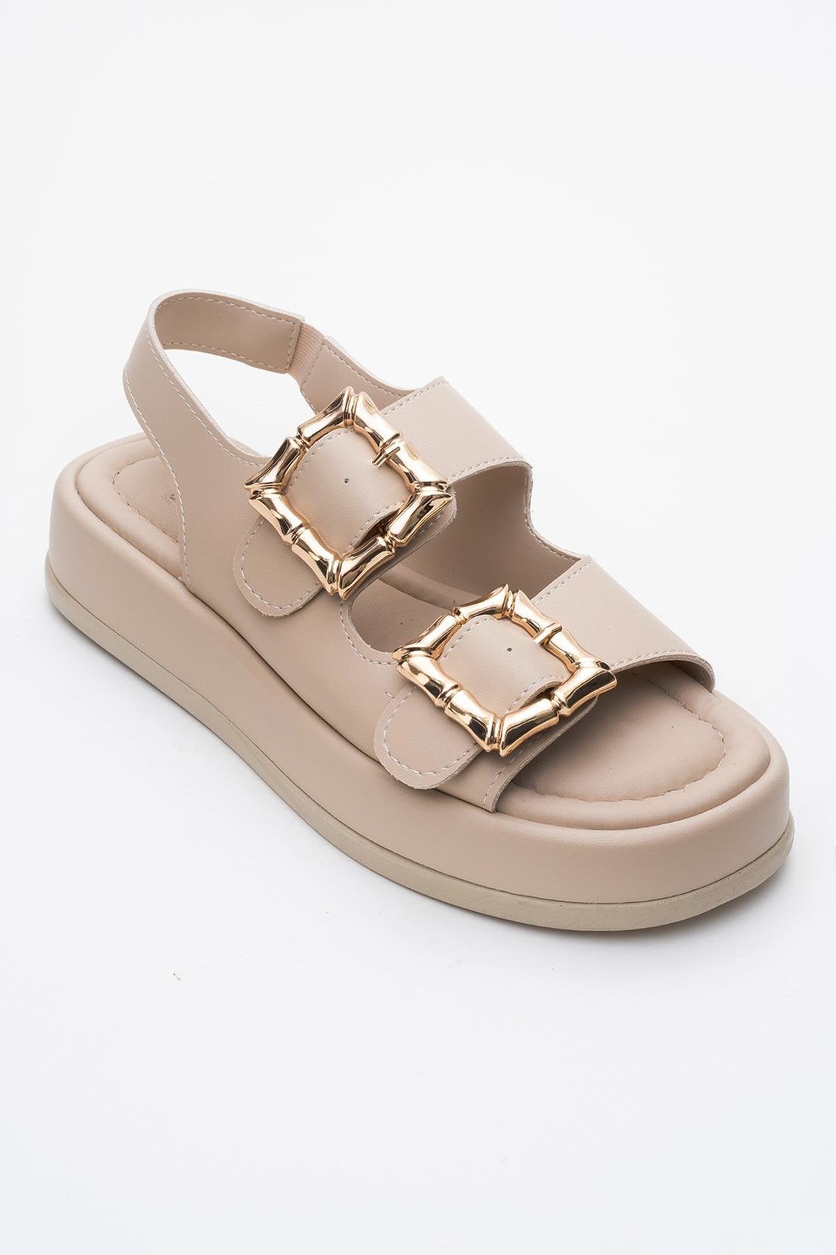 Slope Beige Double Strap Flat Sandal (Women)