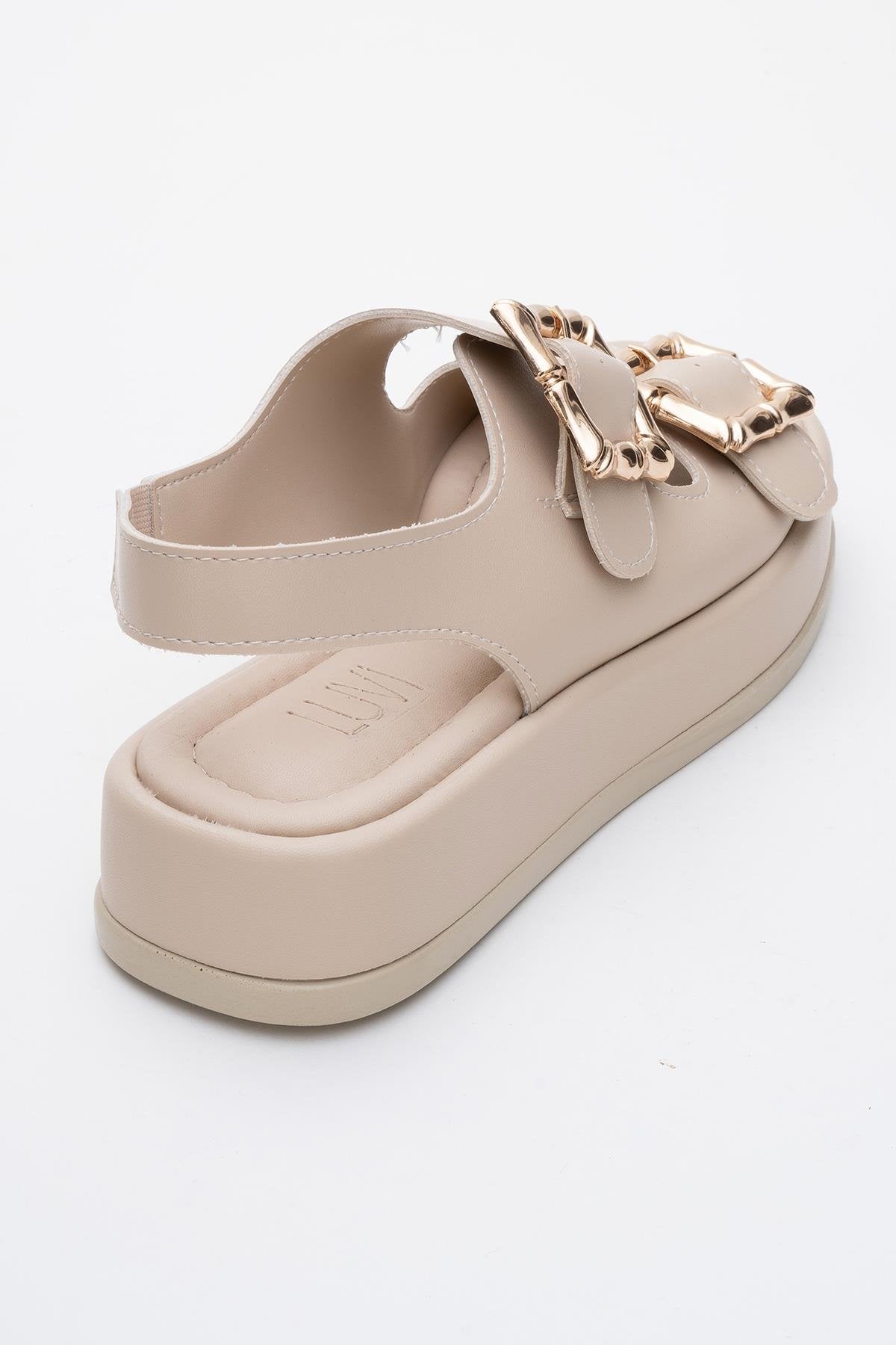 Slope Beige Double Strap Flat Sandal (Women)