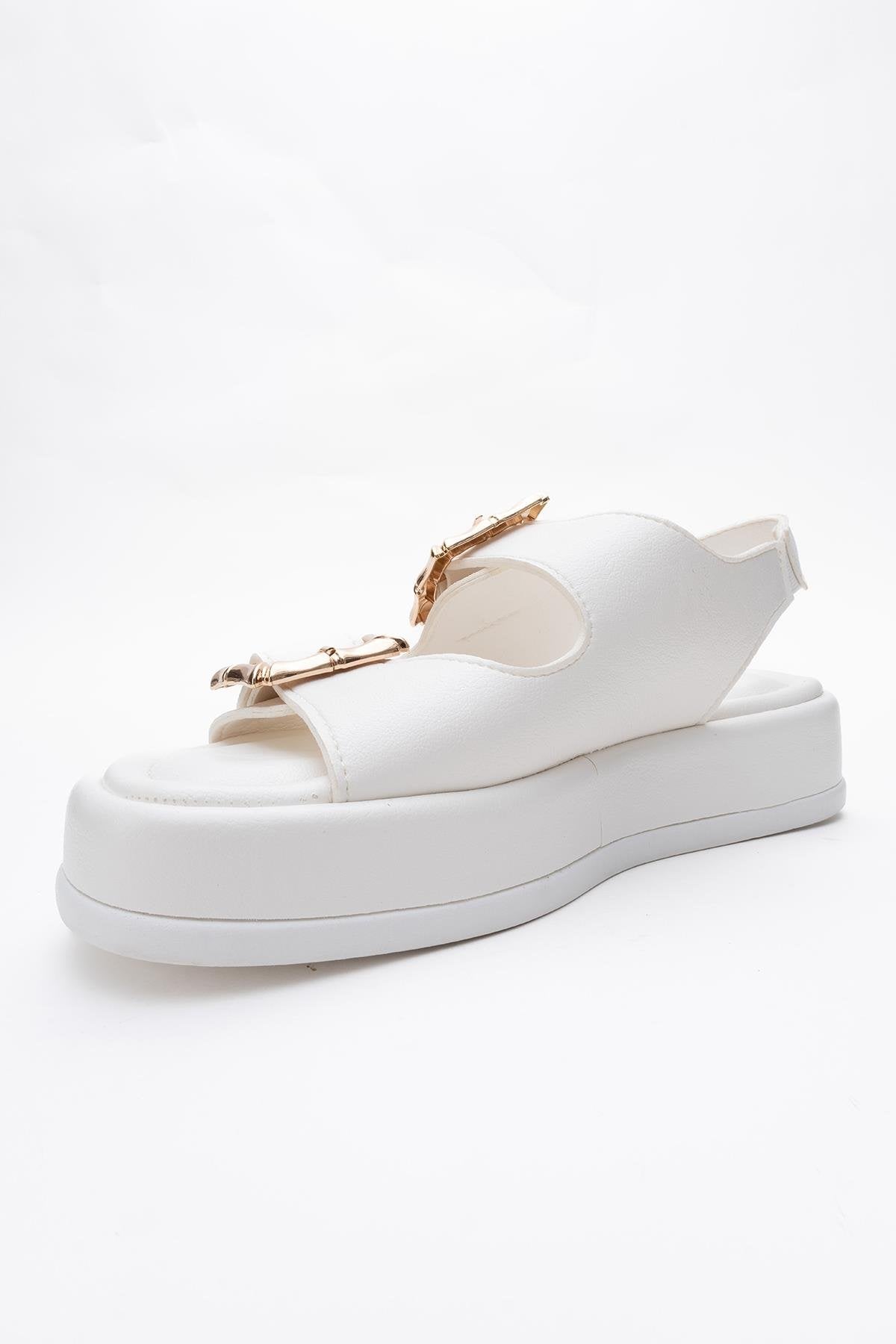 Slope White Double Strap Flat Sandal (Women)