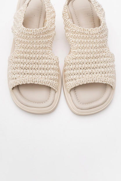 Weave - Beige Leather Woven Sandal (Women)