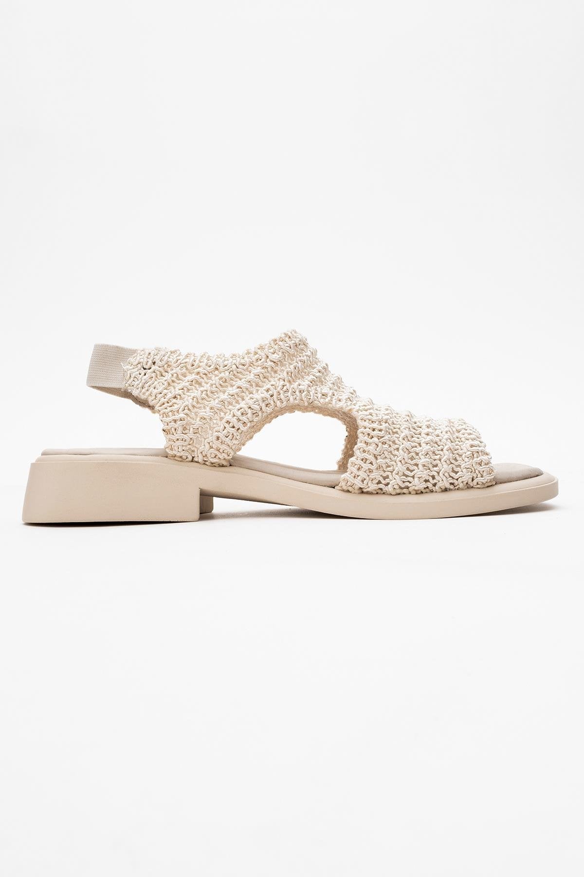 Weave - Beige Leather Woven Sandal (Women)