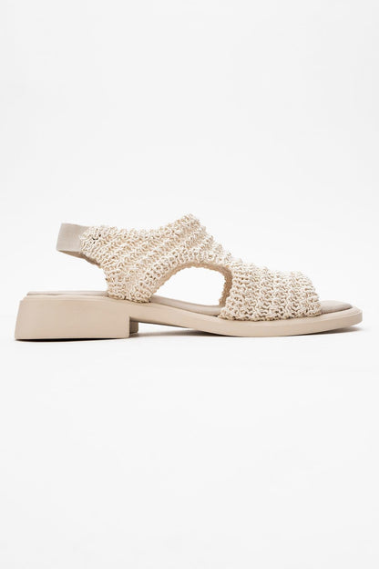 Weave - Beige Leather Woven Sandal (Women)