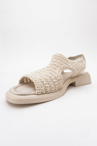 Weave - Beige Leather Woven Sandal (Women)