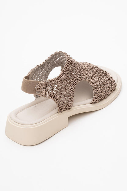 Weave - Dark Beige Leather Woven Sandal (Women)