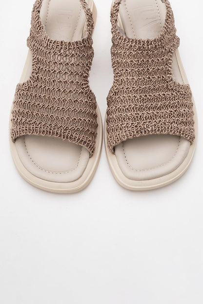 Weave - Dark Beige Leather Woven Sandal (Women)