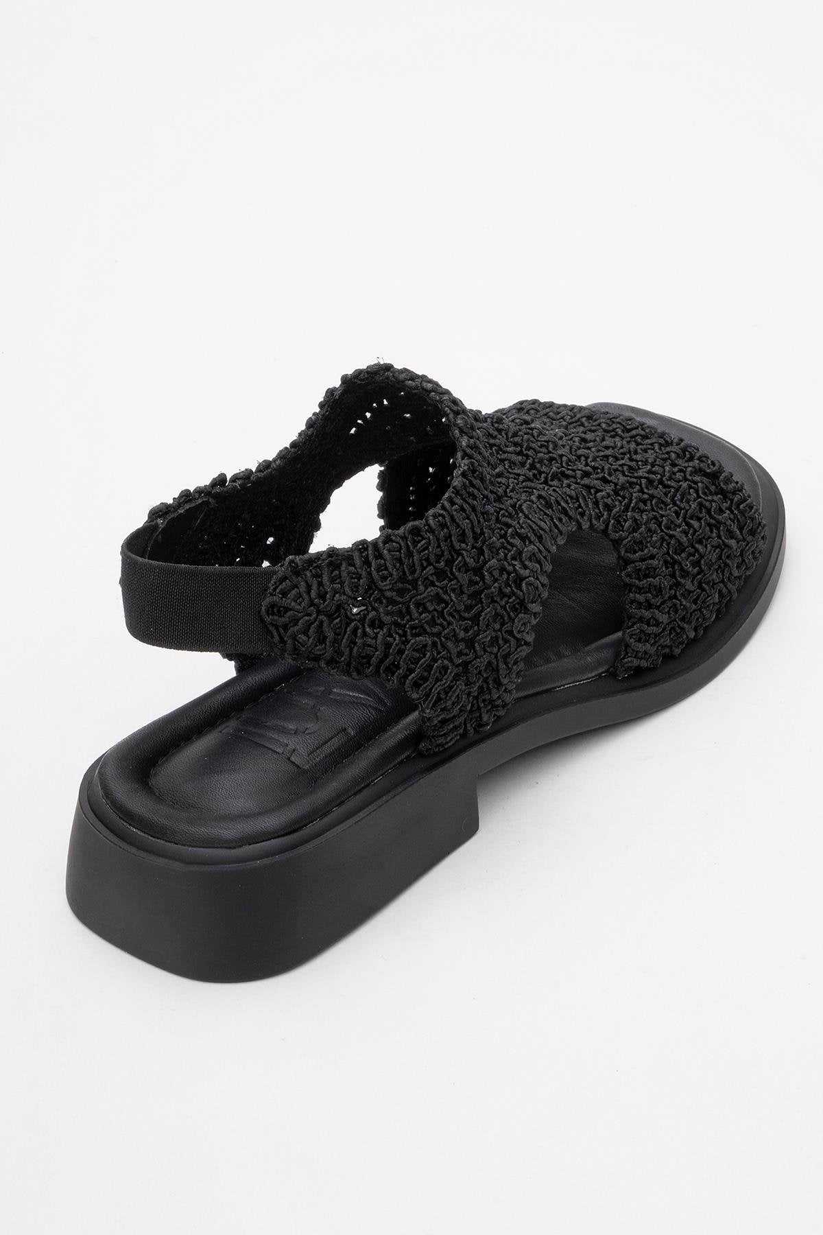 Weave - Black Leather Woven Sandal (Women)