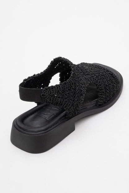 Weave - Black Leather Woven Sandal (Women)