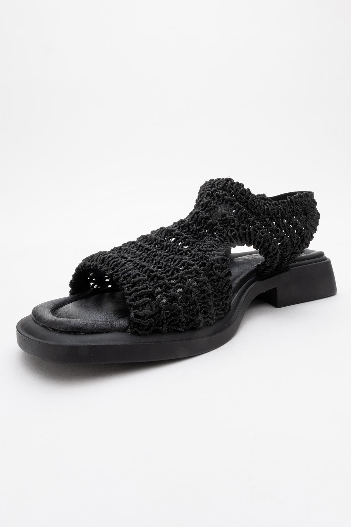Weave - Black Leather Woven Sandal (Women)