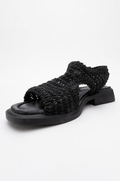 Weave - Black Leather Woven Sandal (Women)