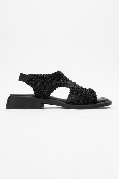 Weave - Black Leather Woven Sandal (Women)